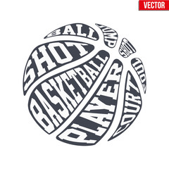Ball sports symbols of basketball with typography