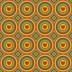 Seamless pattern with sun and heart.