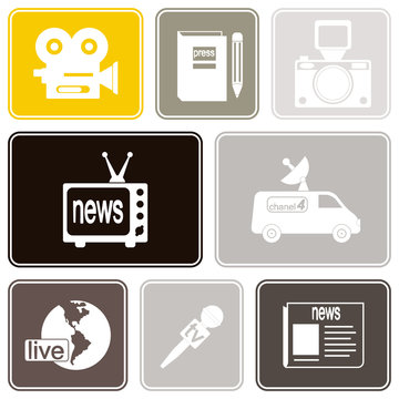 Seamless background with journalism icons for your design