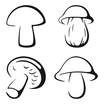 Mushrooms Black Icon Set