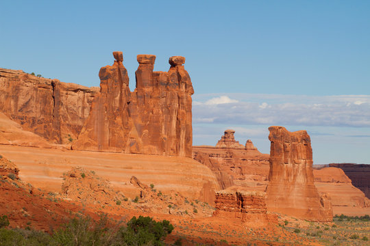 The Three Gossips rock formation in Arches National Park near Moab, Utah