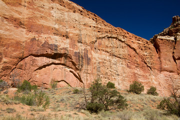 Grand geological formations characterize Capitol Reef National Park in Utah