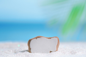 sea glass seaglass on glitter sand with ocean , beach and seasca