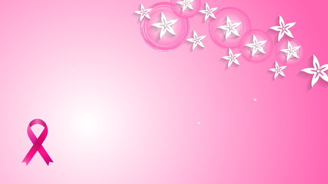 Flowers pink design and breast cancer awareness ribbon. Video animation HD 1920x1080