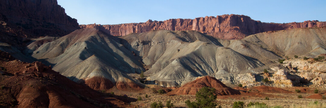 Grand geological formations characterize Capitol Reef National Park in Utah