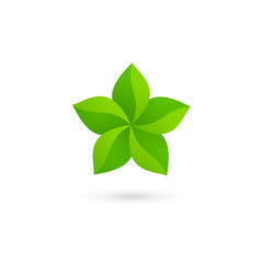 Abstract star eco leaves logo icon design template elements