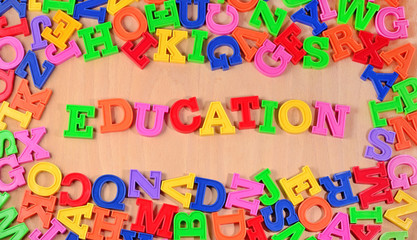 Education written by plastic colorful letters
