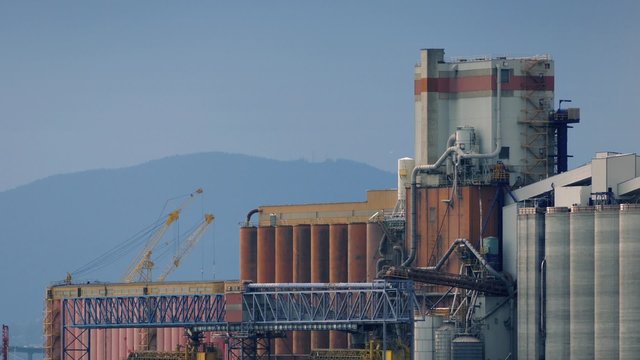 Nuclear Power Plant With Mountains Behind