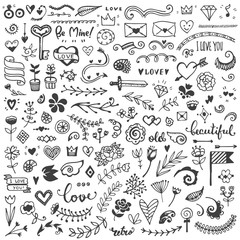 Set of vintage sketch elements.