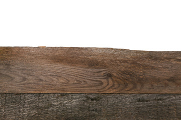 edge of the wooden surface on white background