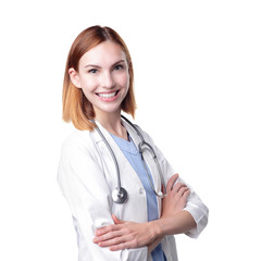 Fototapeta premium Young doctor woman smile