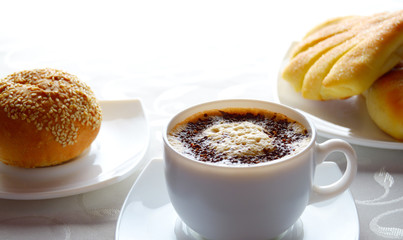 morning cappuccino and pastries