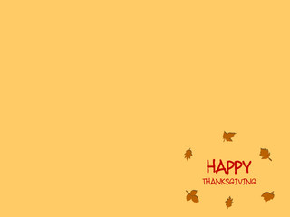 Happy Thanksgiving day illustration background texture yellow with leaves circle with text space