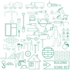 Set of vector repair and building icons for design