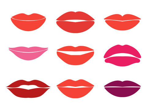 Woman lips. Vector set of lips silhouettes. Custom shapes