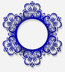 Round unusual decorative frame with shadow.