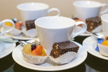 Sweet dessert with the coffee cup