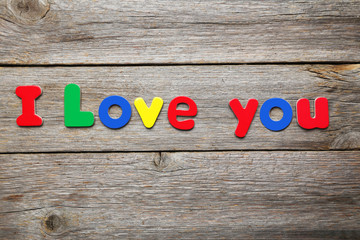 I love you words made of colorful magnets