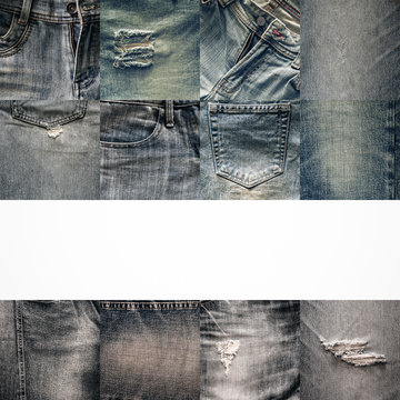 Collage set of jeans background
