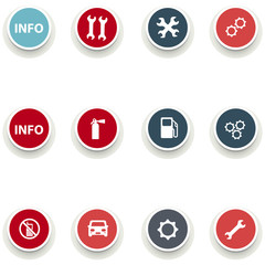 set of round icons for car service