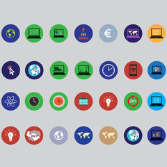 set of icons with bisiness elements in flat design