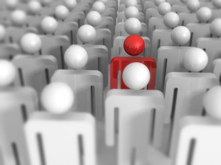 Fototapeta premium Different 3d Man Icon Out From Crowd. Leadership Concept