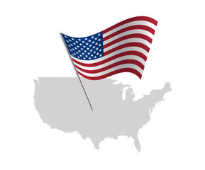 United States Of America flag with USA map
