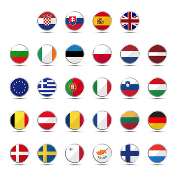 Set of European Union country flags