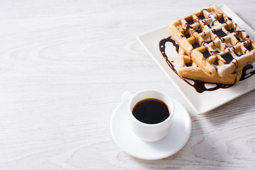 Waffles and coffee