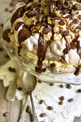 Homemade chocolate cake Pavlova.