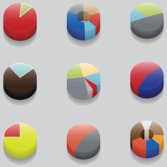 set of 3D pie charts. business items without numbers