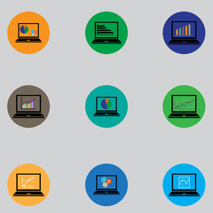 set of icons with computers in flat design