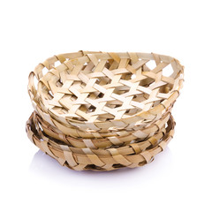 bamboo basket isolated on white blackground