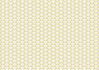 青海波模様の背景イラスト: 金色