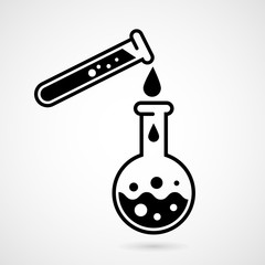 Laboratory test icon with test tube and flask