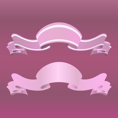 Realistic pink Glossy ribbons with a stripe for your design project