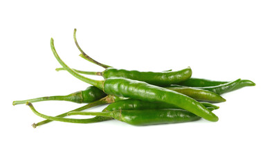 Green chilli pepper on white