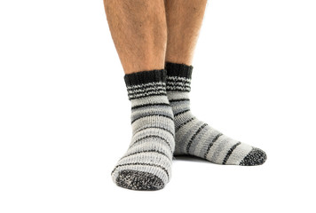 Legs from a businessman without his pants.