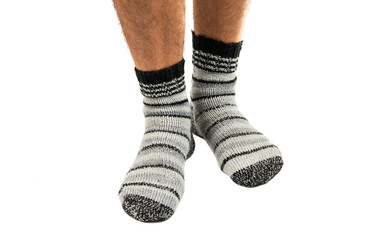 Legs from a businessman without his pants.