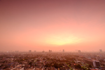 art of sky and Morning time view of Bangkok Thailand