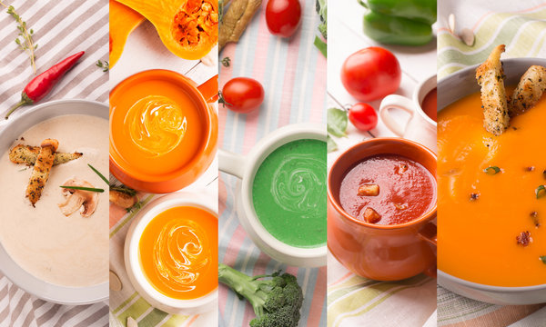 Soup puree photo collage