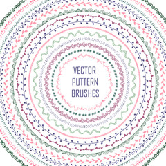 Set of handdrawn vector pattern brushes. Frames, borders with ornamental strokes and corner elements. 