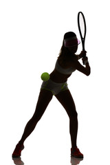 Obraz premium one woman tennis player in studio silhouette isolated