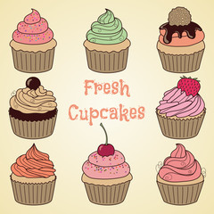 Set of cupcakes