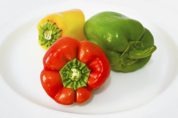 red, green and yellow peppers