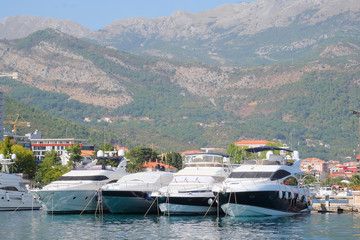 Boats in a port of Budva, Montenegro