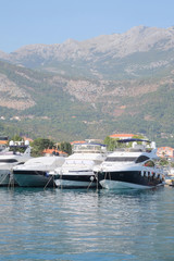 Boats in a port of Budva, Montenegro