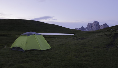 Backpacking in the italian dolomites during summer