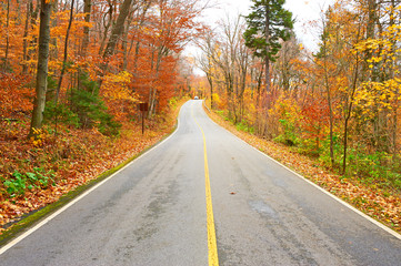 Autumn scene of waterfalls
