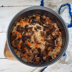 Vegetarian pilaf with porcini mushrooms
